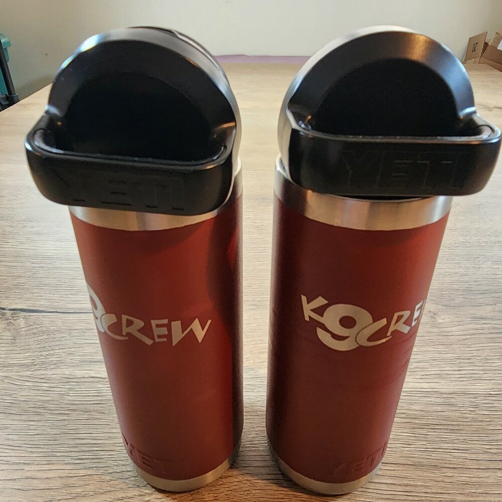 Lot of (2) Authentic YETI Rambler 18 oz Bottles - Rescue Red - "K9 Crew" - Picture 10 of 11